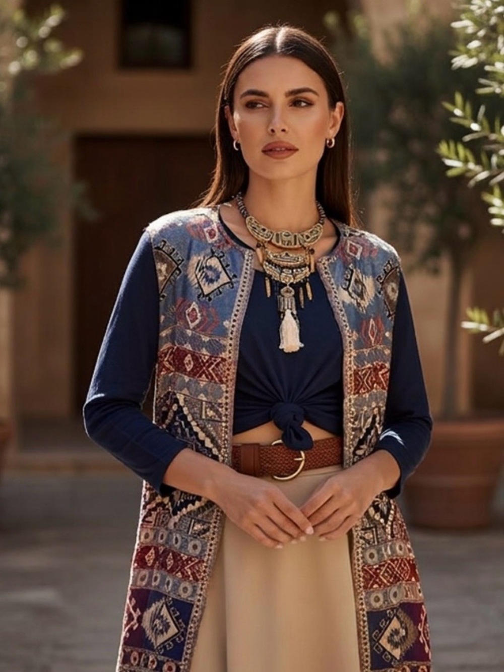 Boho Embroidered Long Vest